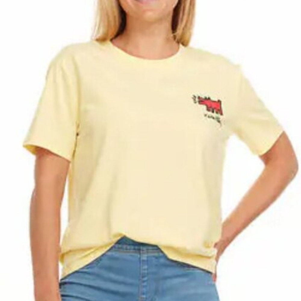 Keith Haring Yellow Graphic Dog Tee | Unisex Medium | Soft Cotton Blend NWOT
